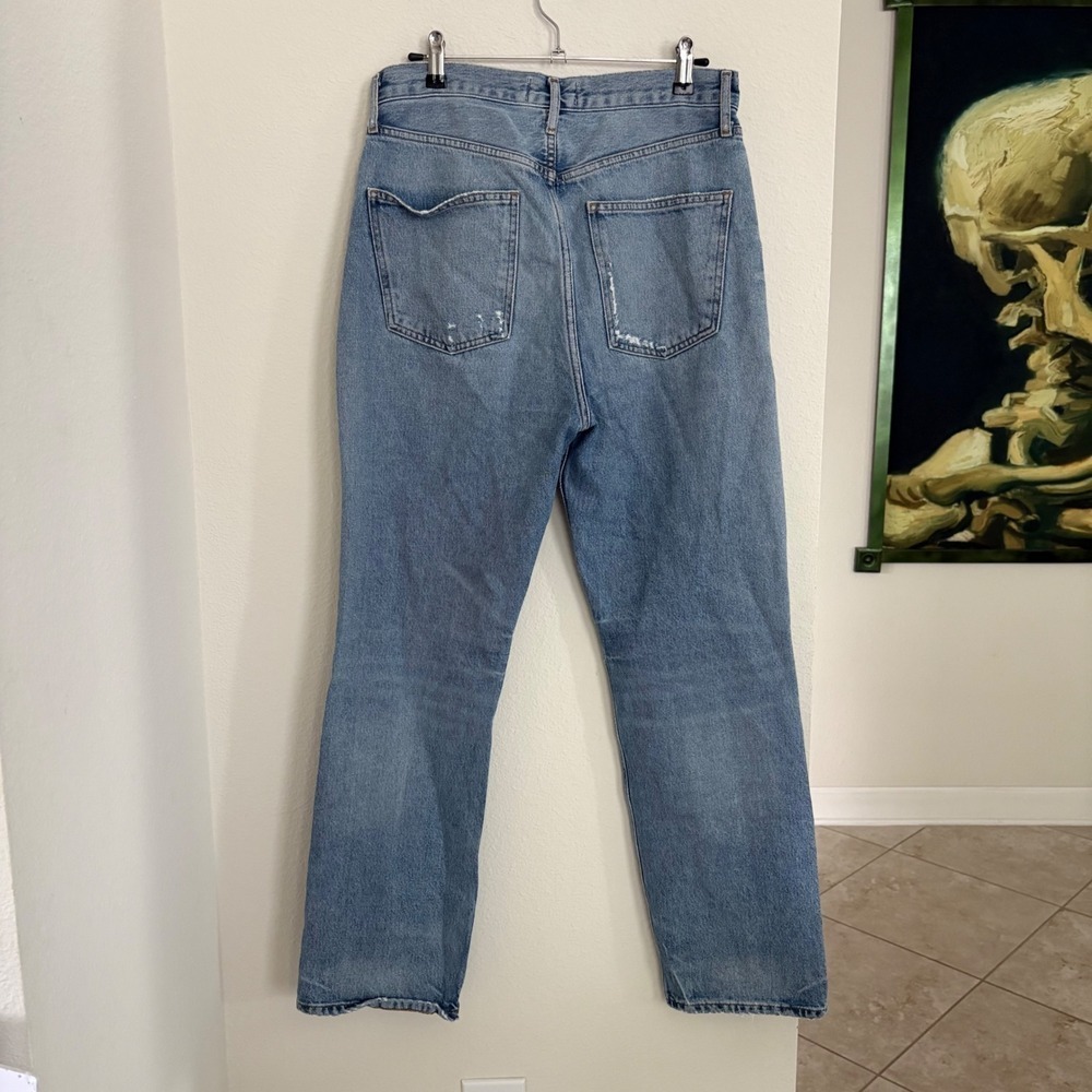 AGOLDE 90s Mid Rise Loose Fit Distressed Jeans Size 27 Light Wash Denim - Picture 4 of 9